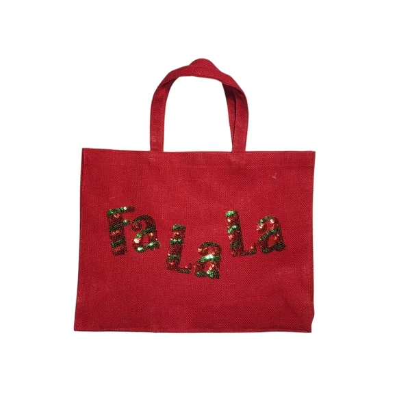 Hobby Lobby Festive Burlap Tote Bags - Set of 2 - Picture 2 of 5